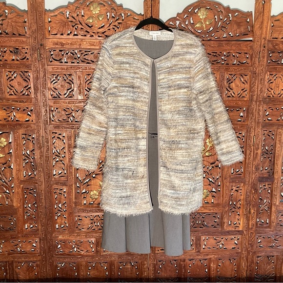 Calvin Klein Eyelash, Fuzzy, Soft, Cozy Cardigan with Silver Clasp Closure - Picture 11 of 16